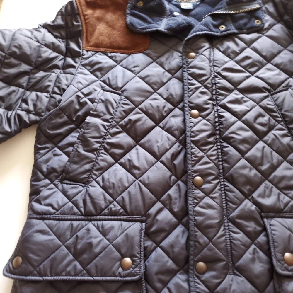 Polo Ralph Lauren Mens XL Quilted Hunting Shooting Jacket Navy Snap - Picture 5 of 8